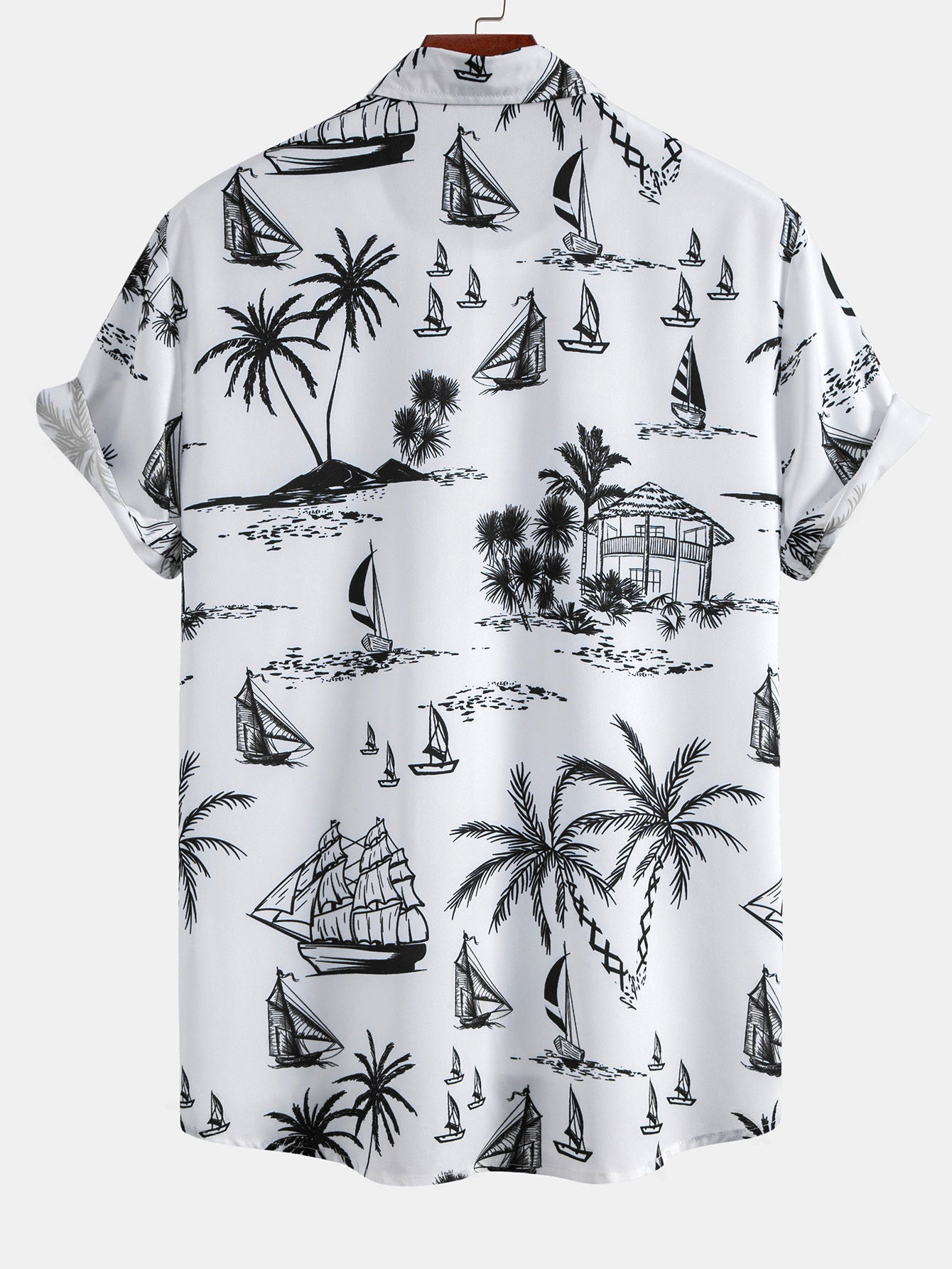 Island Sailing Print Button Up Shirt & Badeshorts