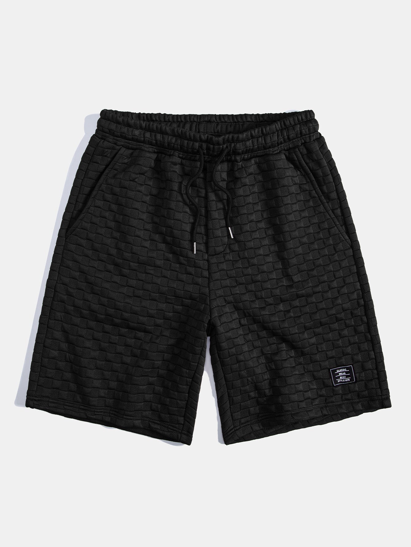 Kariertes Jacquard-T-Shirt mit Kapuze und abgerundetem Saum & Karierte Jacquard-Shorts
