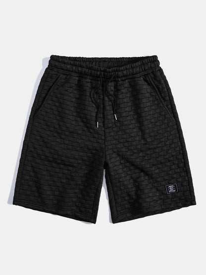 Kariertes Jacquard-T-Shirt mit Kapuze und abgerundetem Saum & Karierte Jacquard-Shorts
