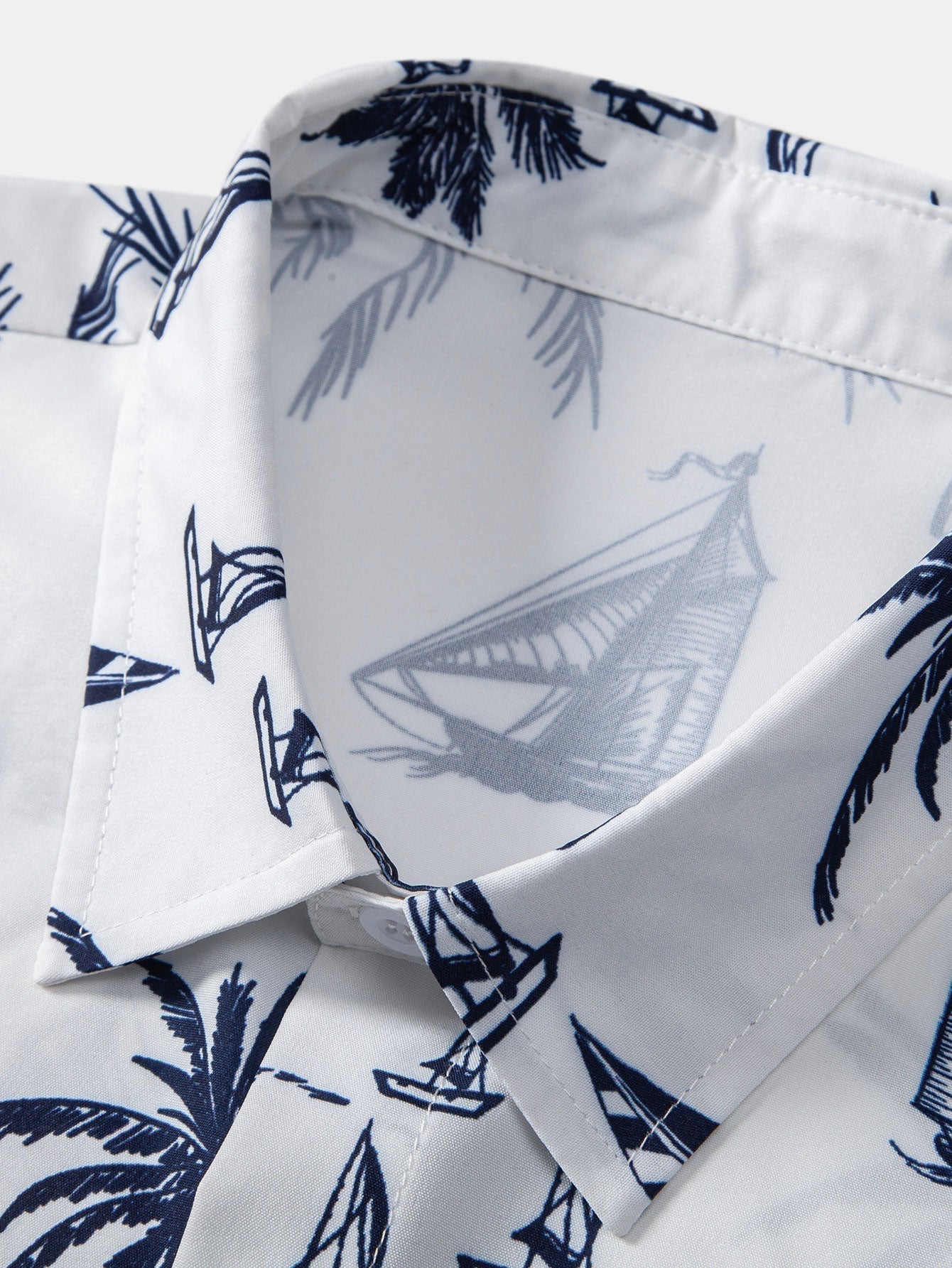 Island Sailing Print Button Up Shirt & Badeshorts
