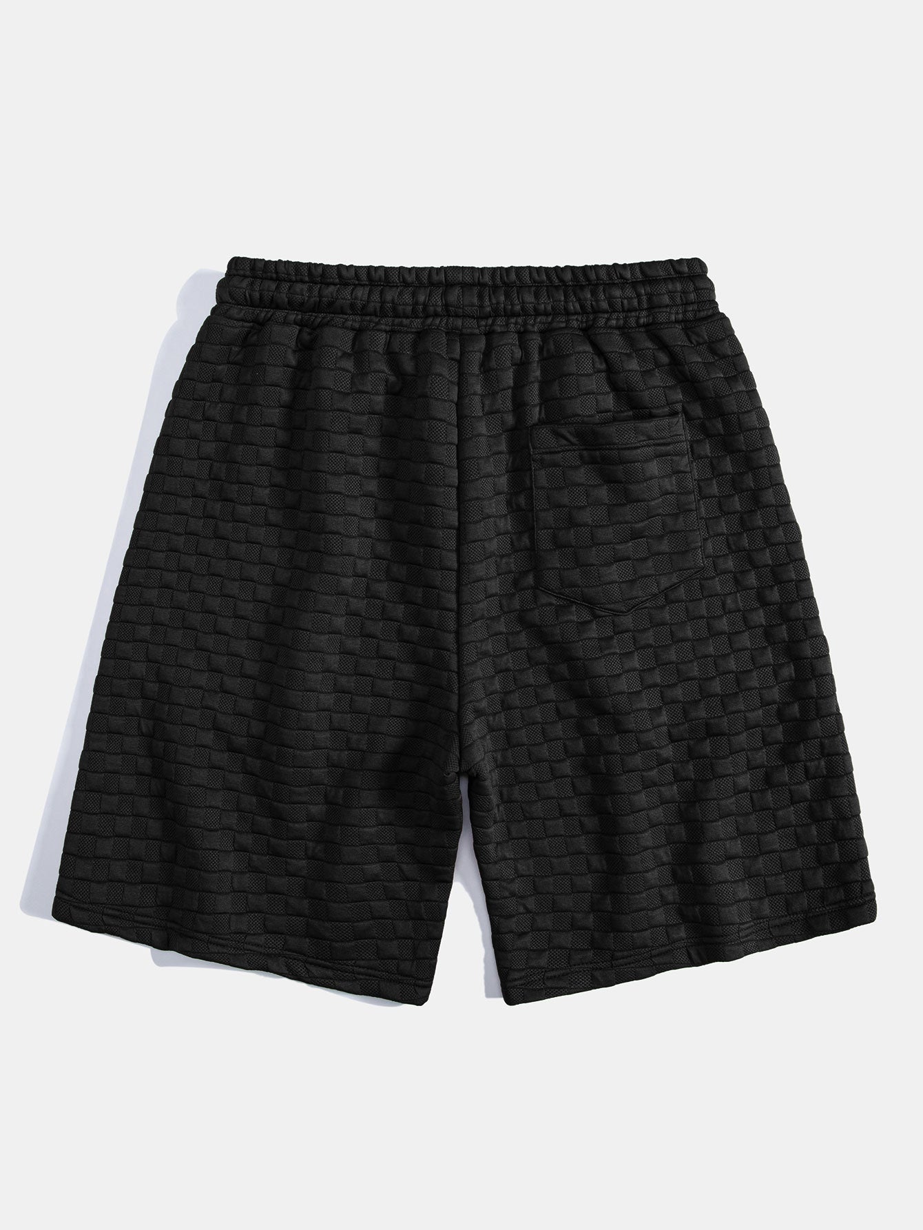 Kariertes Jacquard-T-Shirt mit Kapuze und abgerundetem Saum & Karierte Jacquard-Shorts