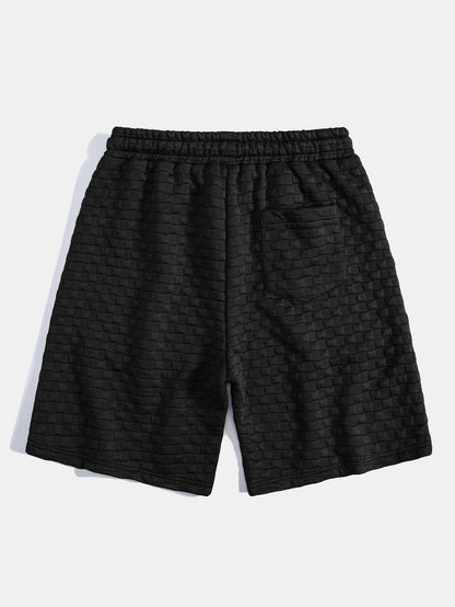 Kariertes Jacquard-T-Shirt mit Kapuze und abgerundetem Saum & Karierte Jacquard-Shorts