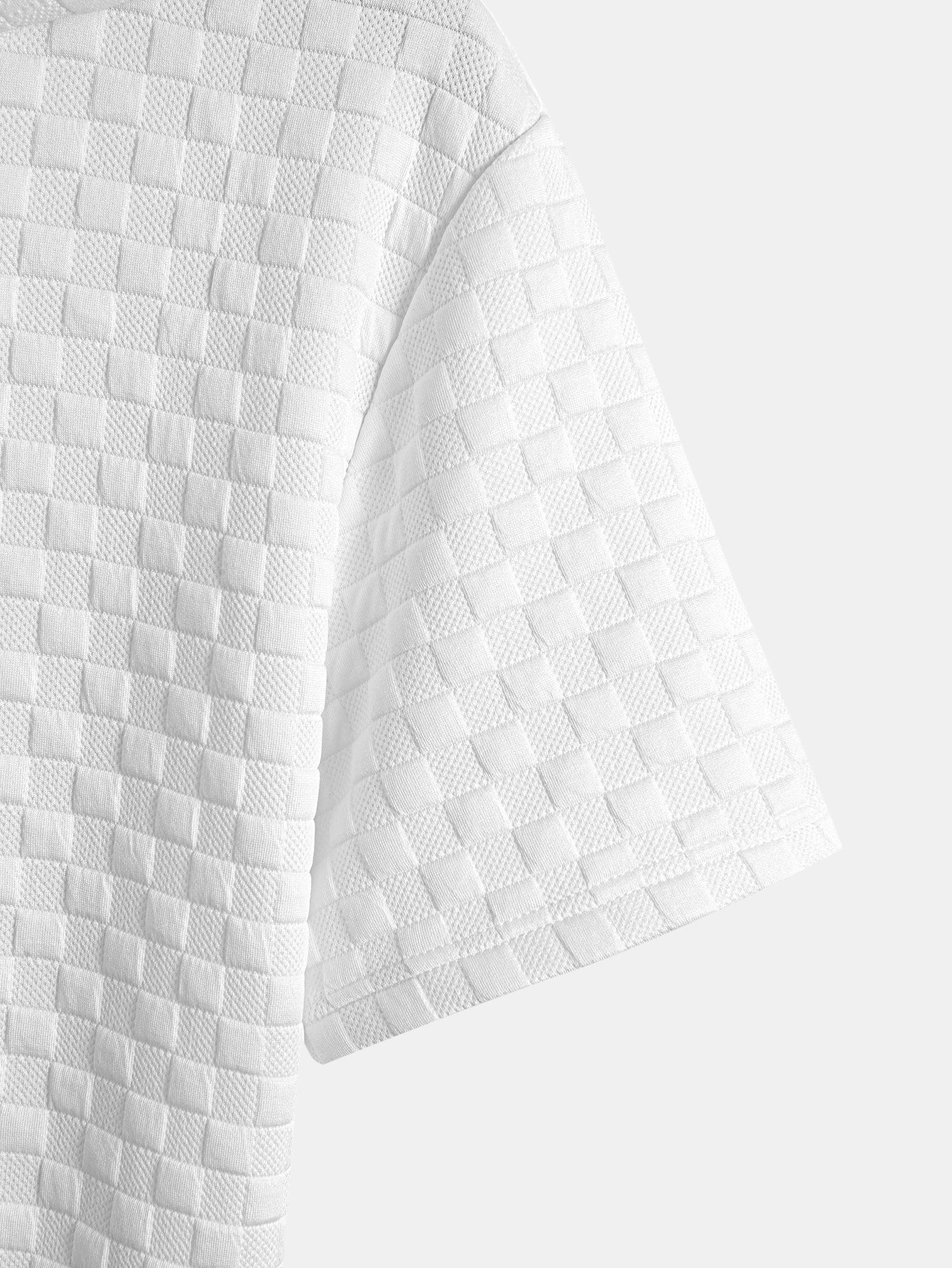 Kariertes Jacquard-T-Shirt mit Kapuze und abgerundetem Saum & Karierte Jacquard-Shorts
