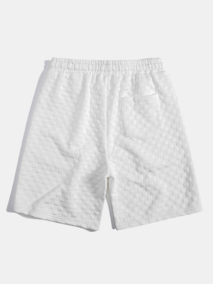 Kariertes Jacquard-T-Shirt mit Kapuze und abgerundetem Saum & Karierte Jacquard-Shorts