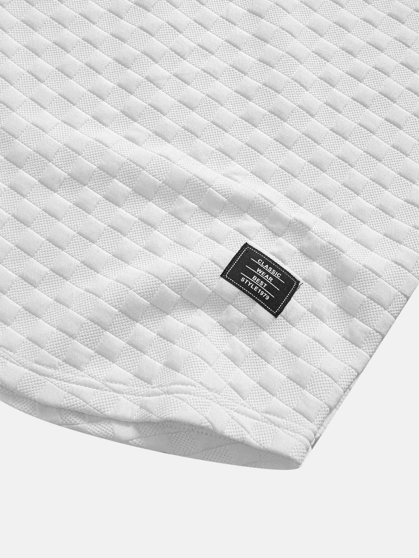 Kariertes Jacquard-T-Shirt mit Kapuze und abgerundetem Saum & Karierte Jacquard-Shorts