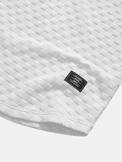 Kariertes Jacquard-T-Shirt mit Kapuze und abgerundetem Saum & Karierte Jacquard-Shorts