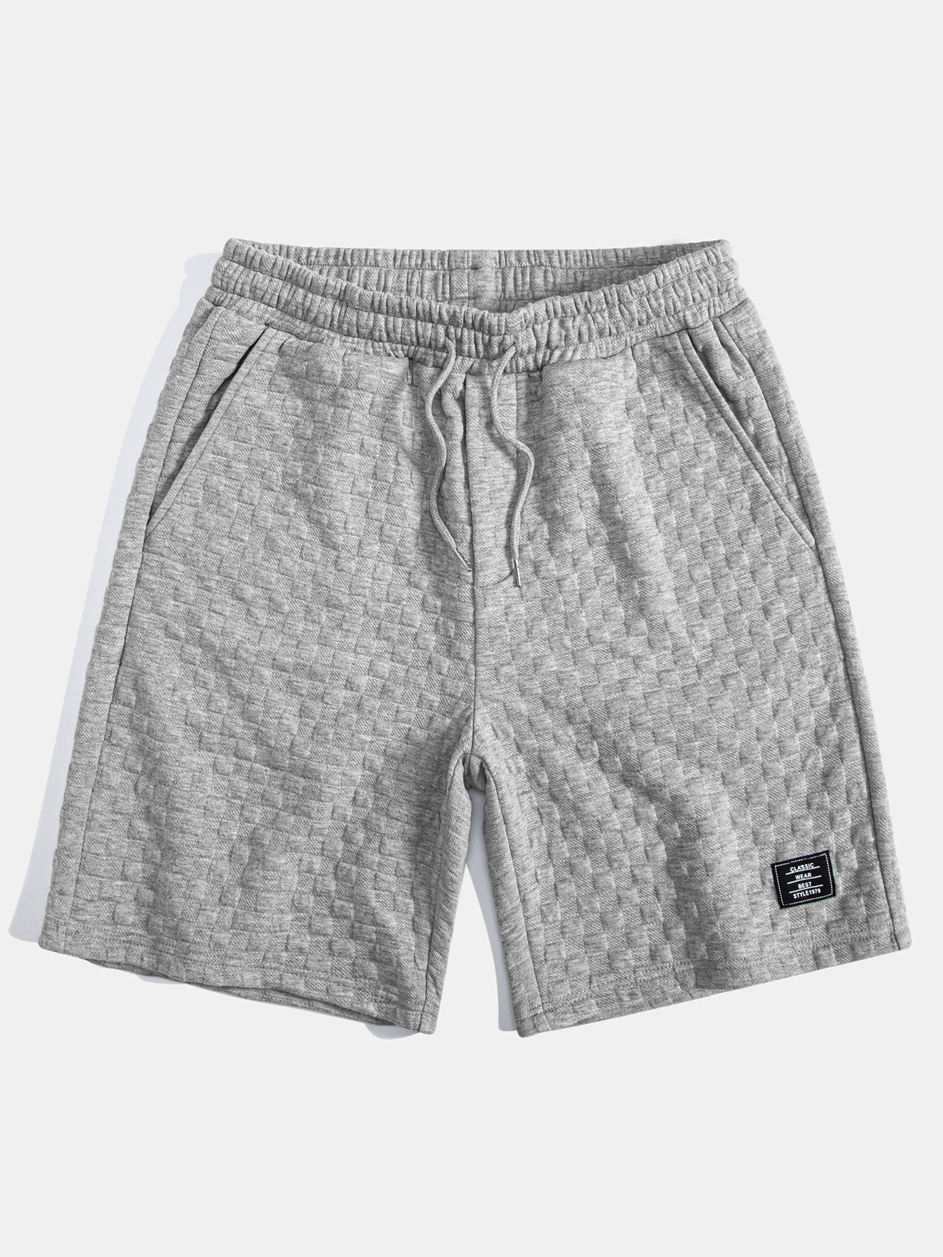 Kariertes Jacquard-T-Shirt mit Kapuze und abgerundetem Saum & Karierte Jacquard-Shorts