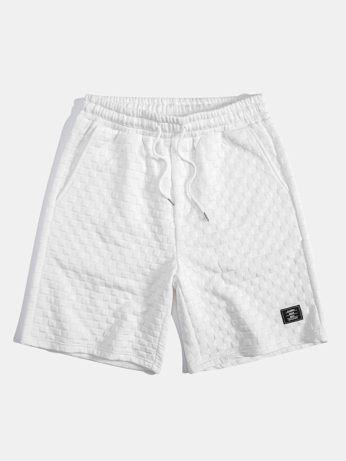 Kariertes Jacquard-T-Shirt mit Kapuze und abgerundetem Saum & Karierte Jacquard-Shorts