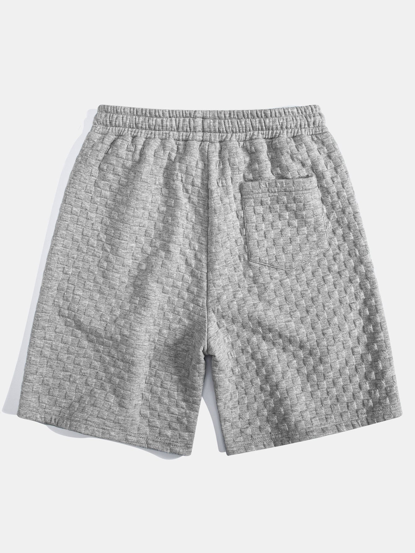 Kariertes Jacquard-T-Shirt mit Kapuze und abgerundetem Saum & Karierte Jacquard-Shorts