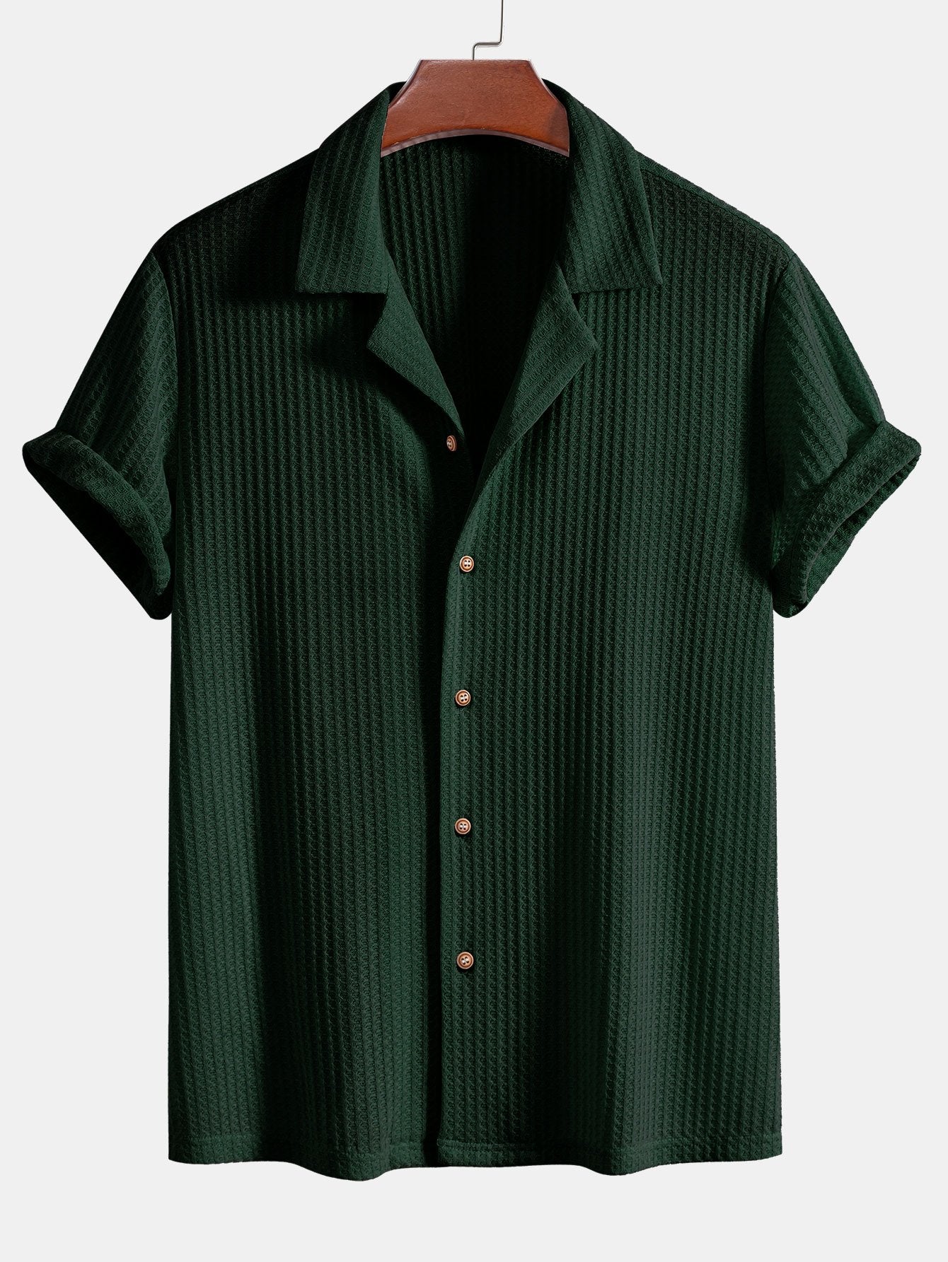 Kurzärmeliges Waffelstrickhemd im kubanischen Stil & gerade geschnittene Leinenhose