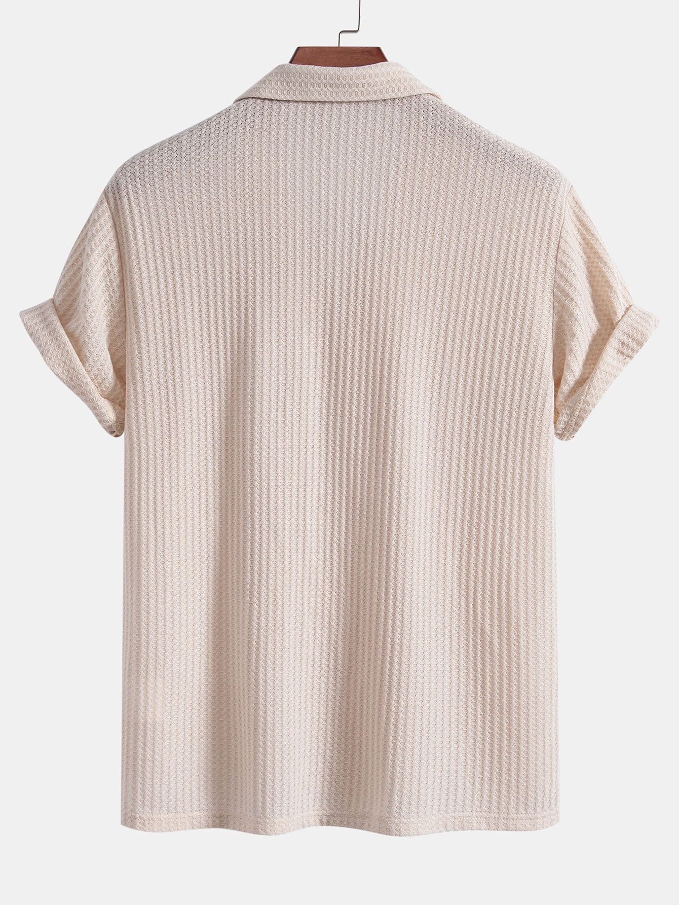 Kurzärmeliges Waffelstrickhemd im kubanischen Stil & gerade geschnittene Leinenhose